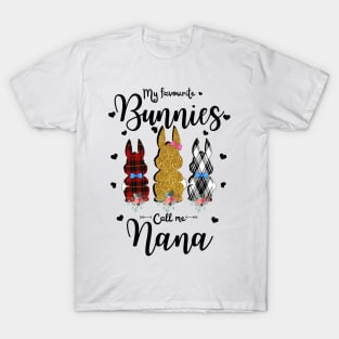 My Favorite Bunnies Call Me Nana, Cute Leopard Bunnies Easter Gift T-Shirt